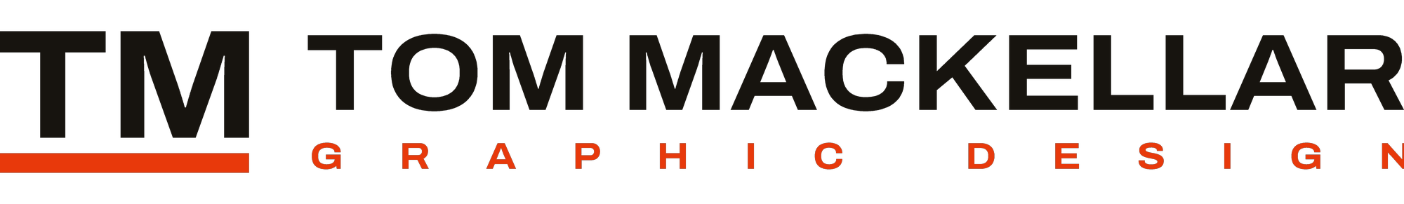 The horizontal lockup: the TM monogram beside the name, set on one line for website headers and email signatures.