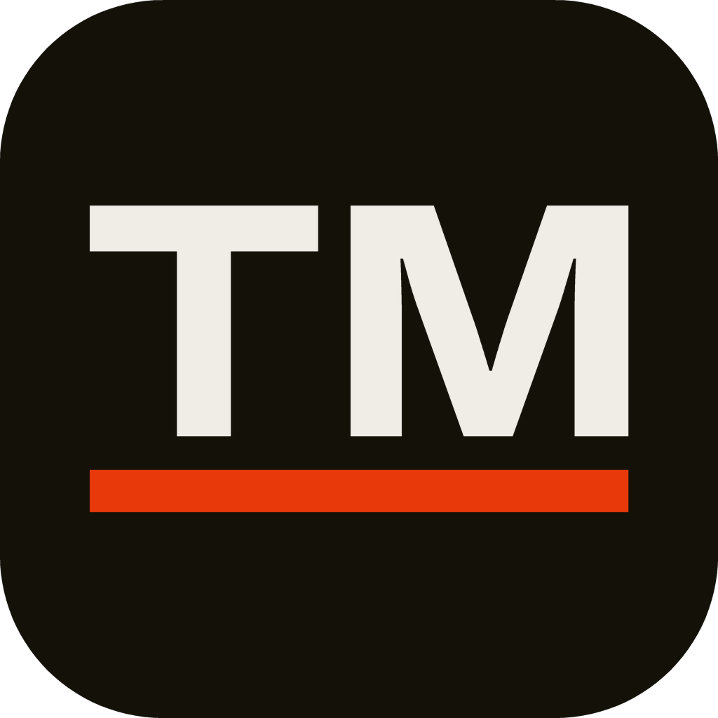 The icon: the TM monogram alone in a square, for favicons, app icons and small uses.